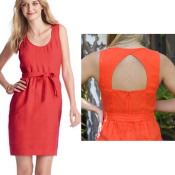 NWT Ann Taylor Loft Tie Dress Open Back Orange - Picture 1 of 7